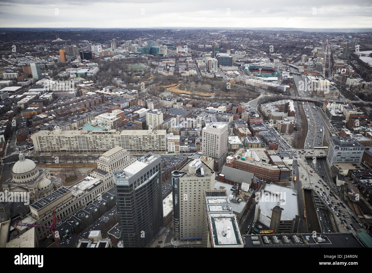Fenway auf die Skyline, Boston, Massachusetts, Vereinigte Staaten, USA, Stockfoto