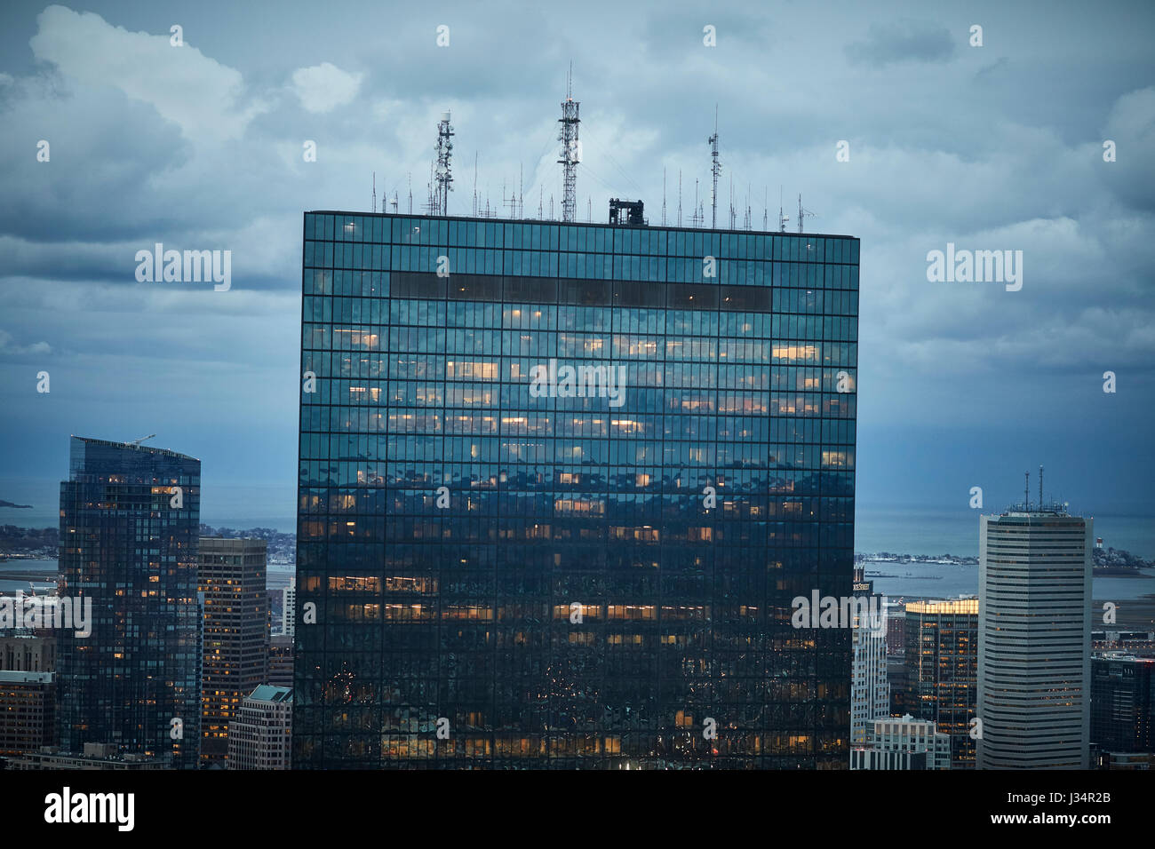 Uptown Boston Skyline bei Nacht in Massachusetts, United States, USA Stockfoto