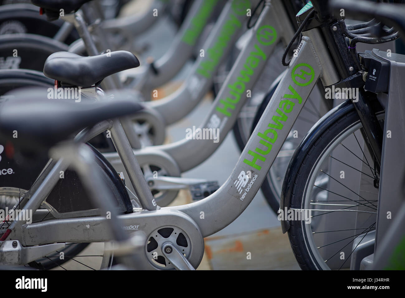 Motivieren Sie betriebenen Hubway Fahrrad Share-System Boston, Massachusetts, Vereinigte Staaten, USA, Stockfoto