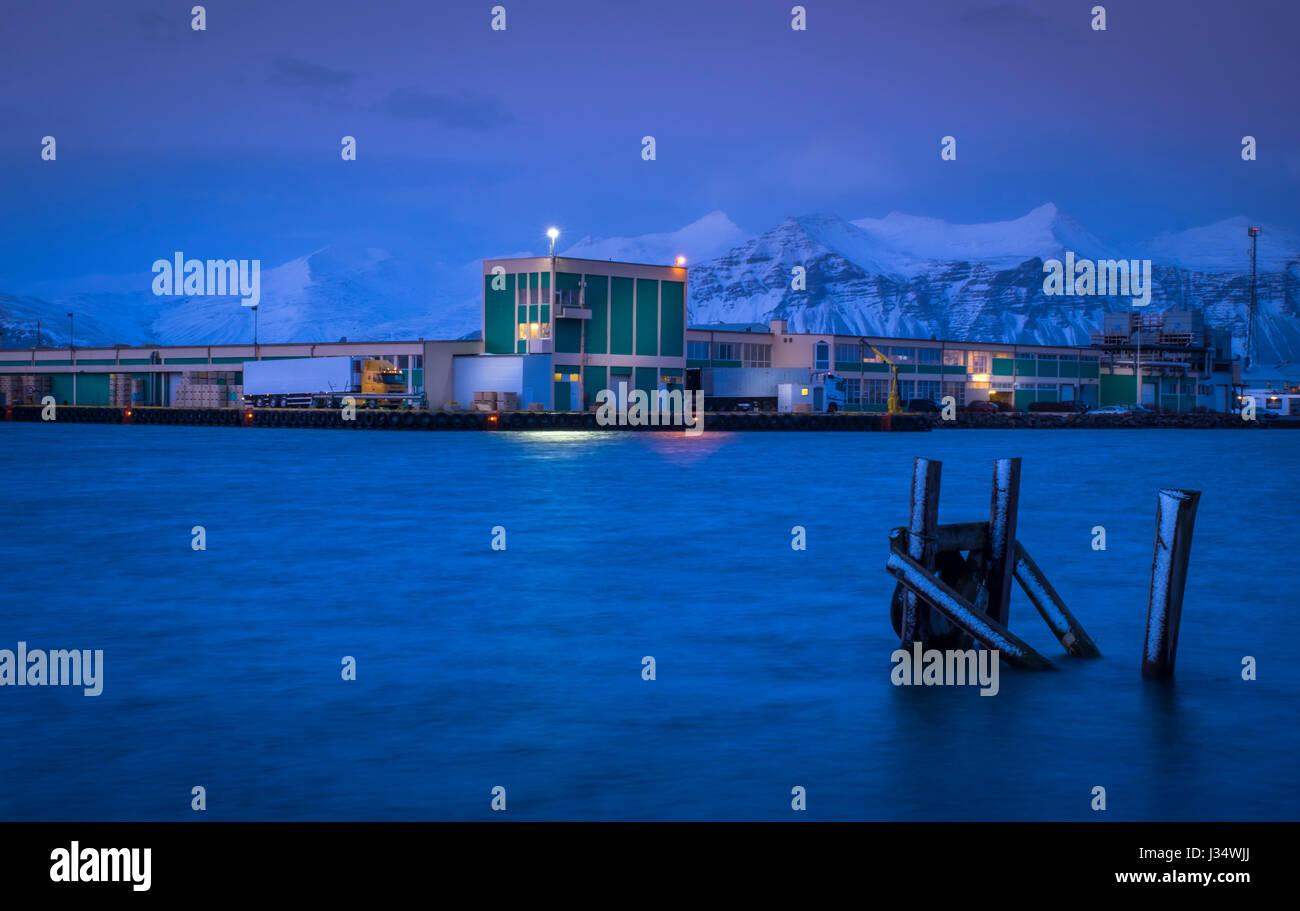 HOFN, Island - ca. März 2015: Port Hofn in Island. Stockfoto