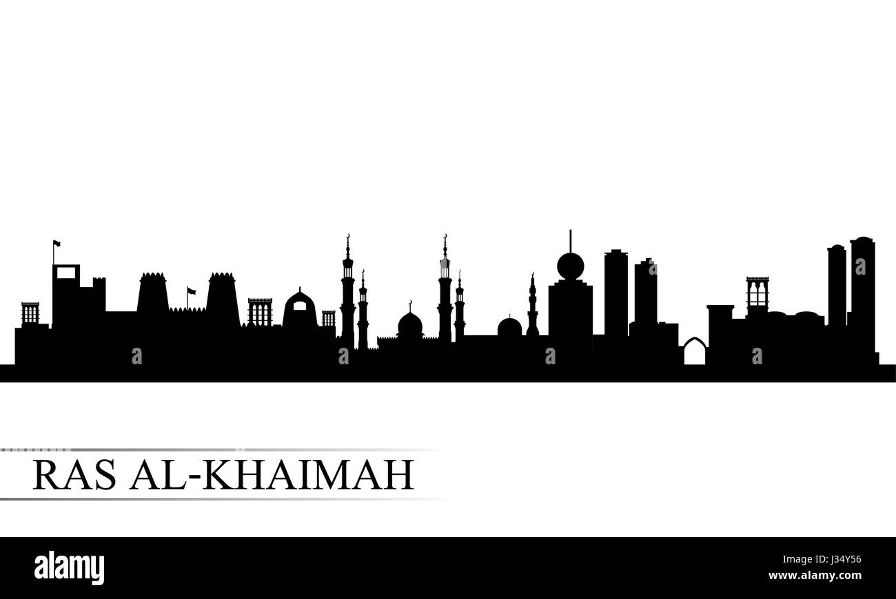 Ras al-Khaimah Stadt Skyline Silhouette Hintergrund, Vektor-illustration Stock Vektor