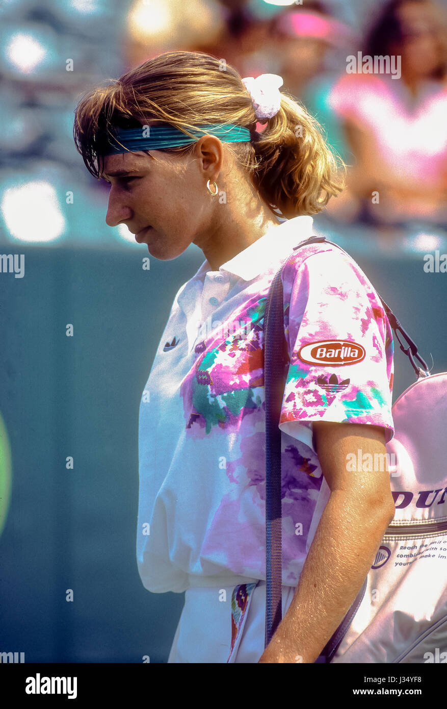 Steffi Graf (GER) im Wettbewerb bei den 1991Lipton Meisterschaften Stockfoto
