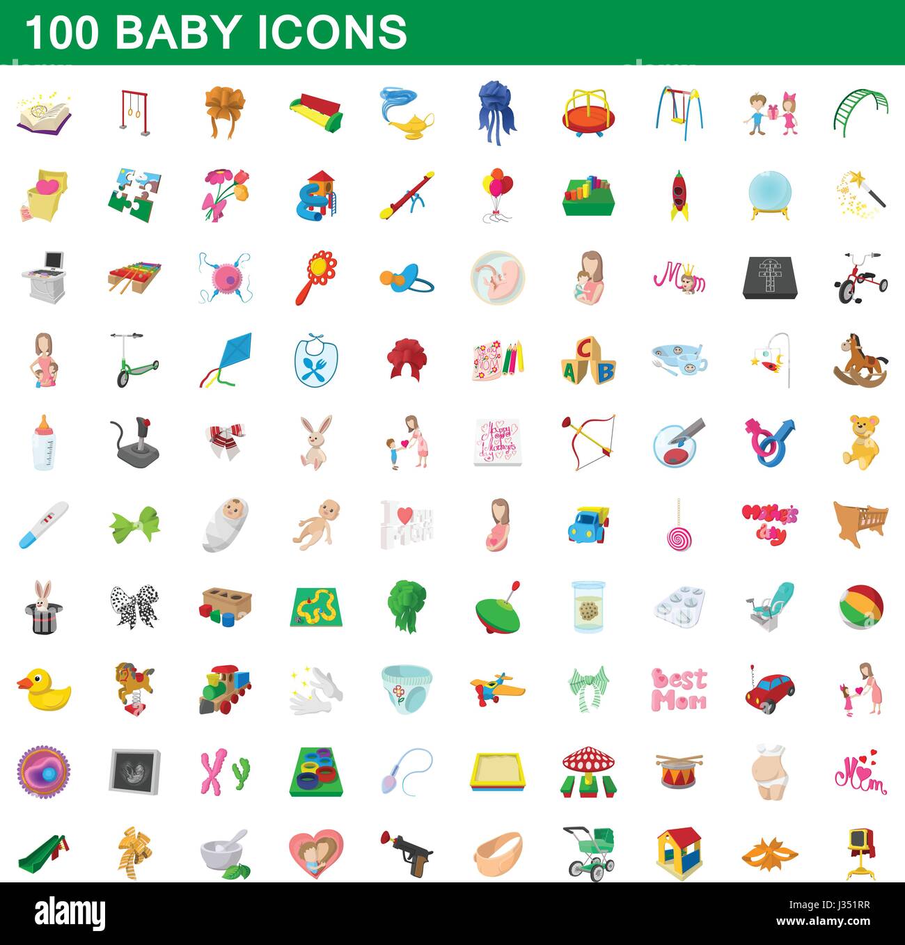 100 baby Symbole, Cartoon Stil Stock Vektor