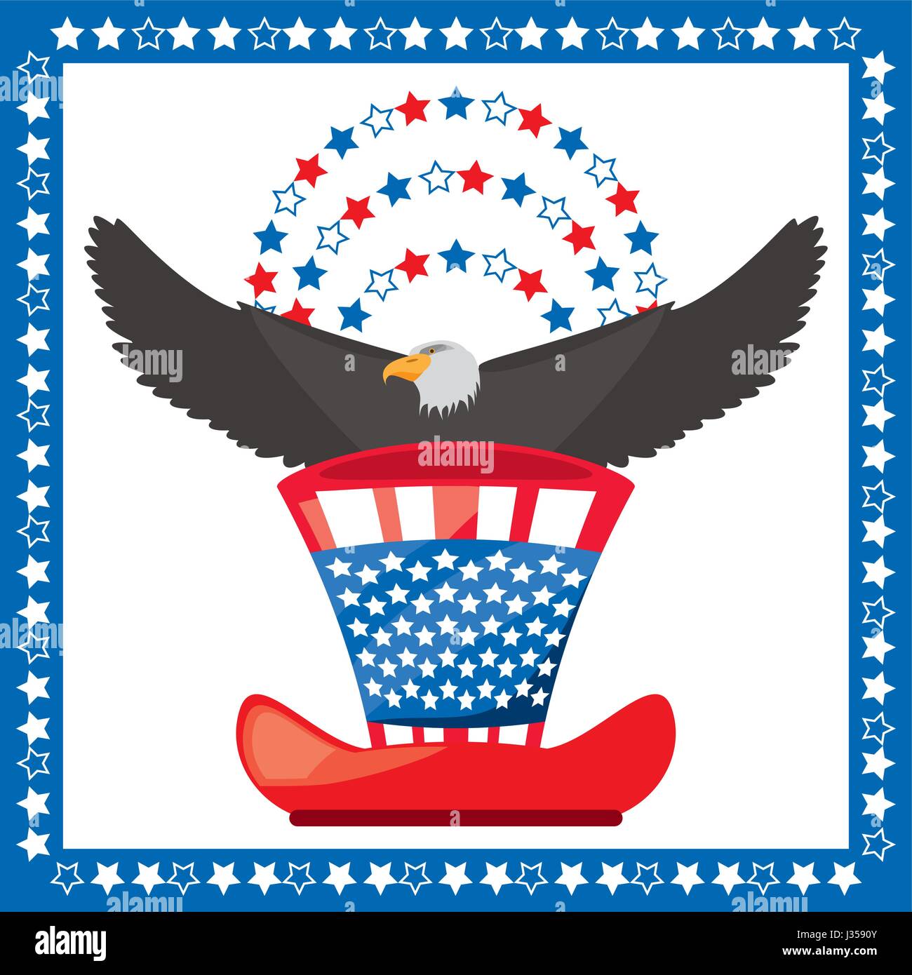 Adler und patriotischen amerikanischen Hut-symbol Stock Vektor