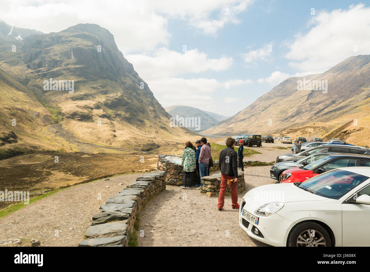 Glencoe drei Schwestern Standpunkt aus A82, Glencoe, Scotland, UK Stockfoto