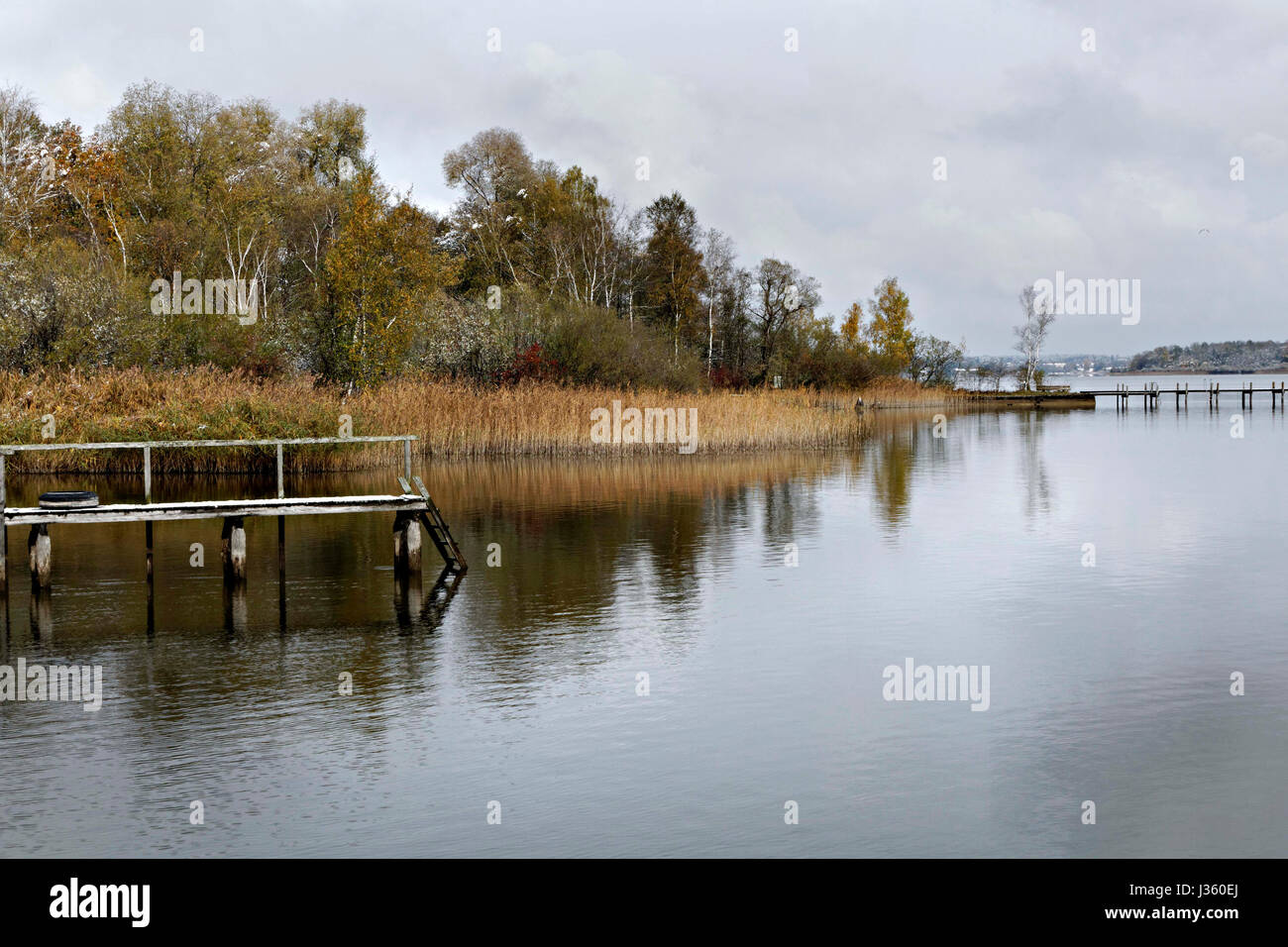 Herbst am Chiemsee, Chiemgau oberen Bayern Deutschland Europa Stockfoto