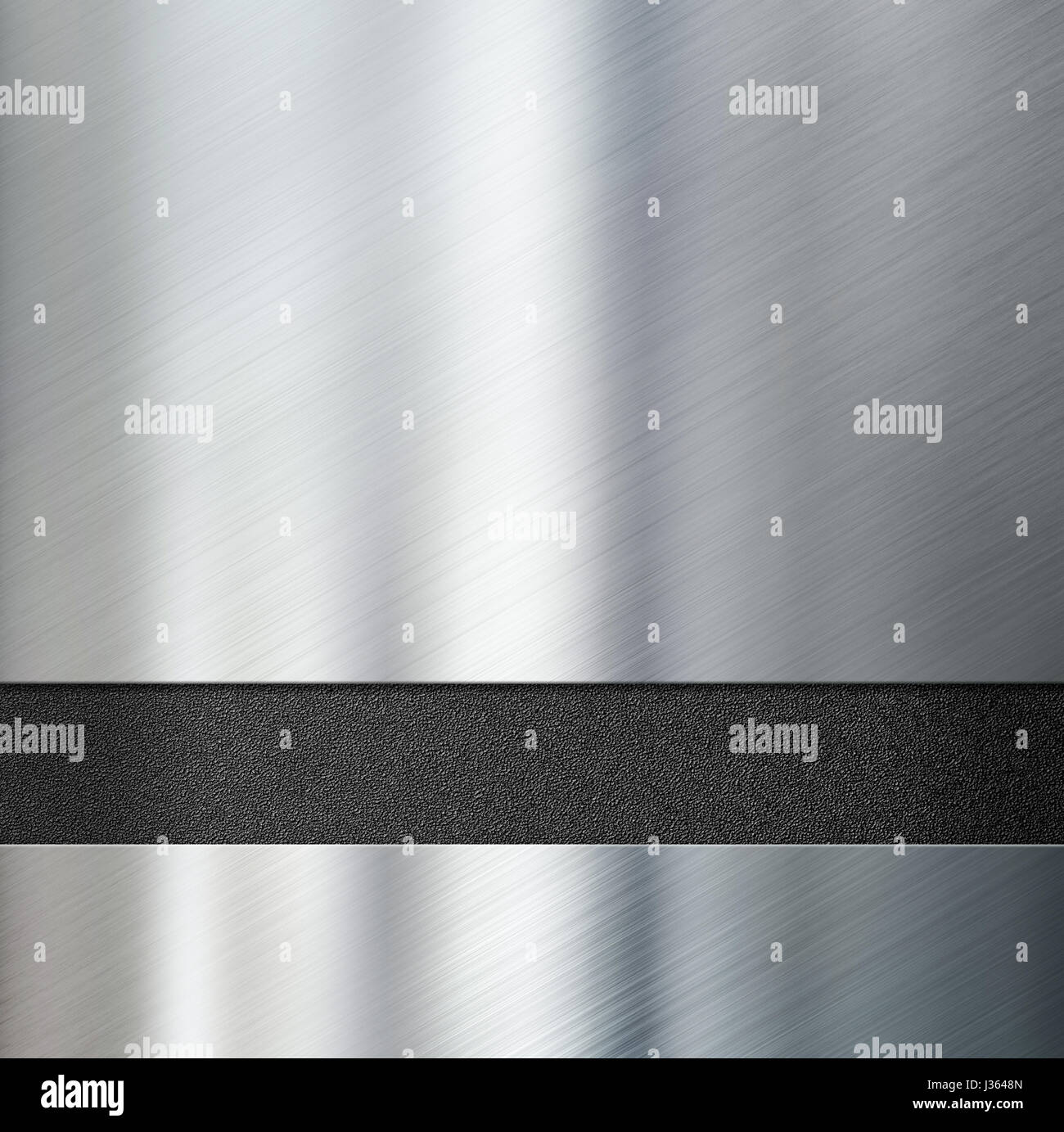 Metallplatten über schwarze Kunststoff-Hintergrund 3d illustration Stockfoto