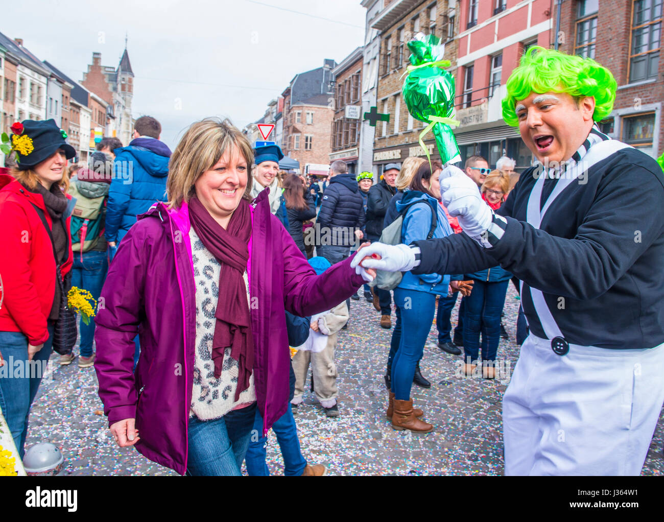 Die Teilnehmer der Binche Karneval in Binche, Belgien Stockfoto