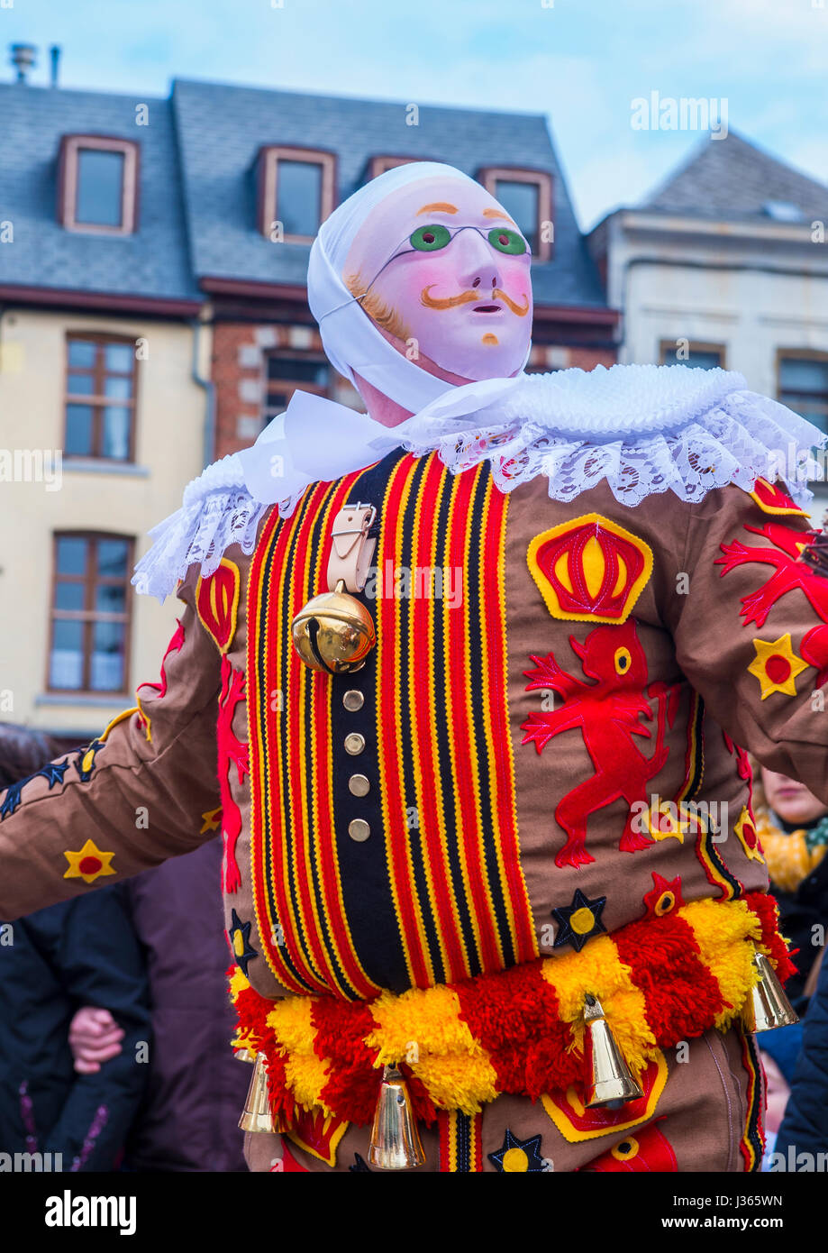 Teilnehmer der Binche Karneval in Binche, Belgien Stockfoto