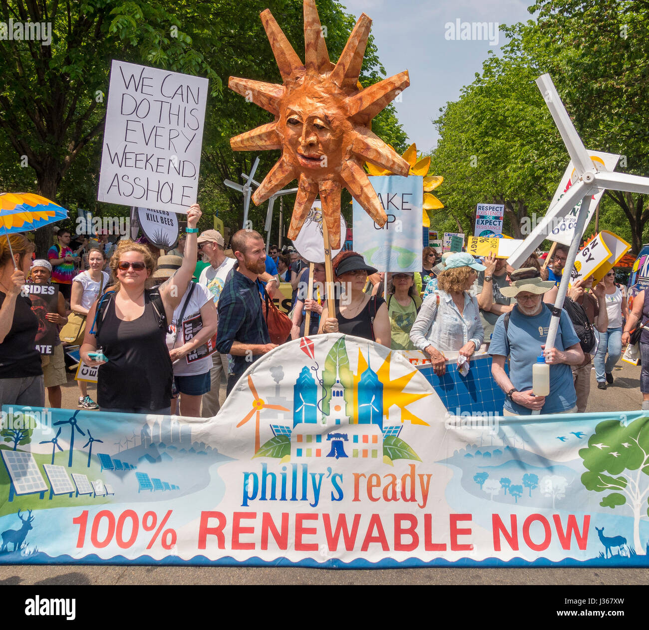 WASHINGTON, DC, USA - Climate March Demonstranten protestieren. Stockfoto
