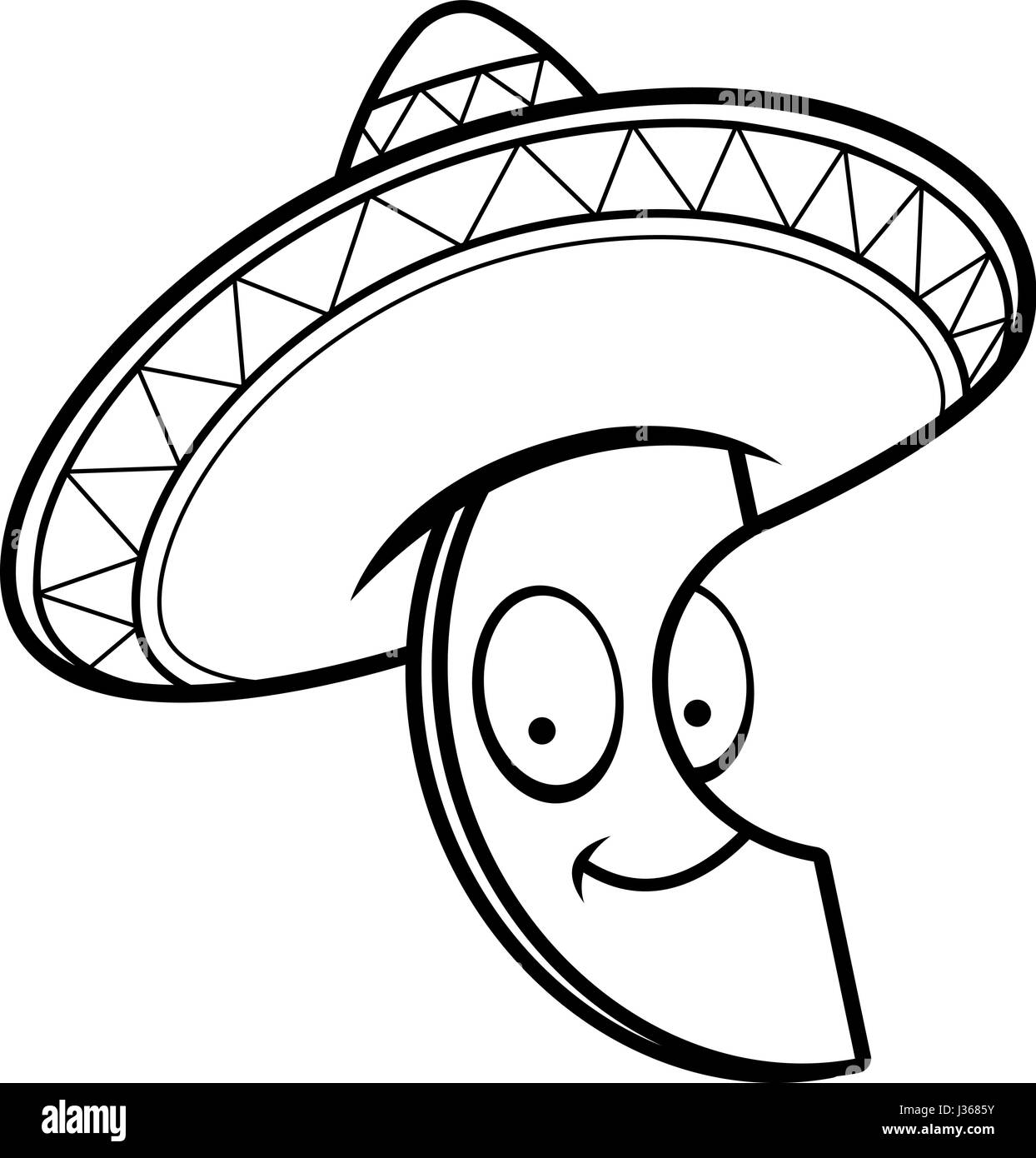 Ein Cartoon Illustration eine Avocado trägt Sombrero und lächelnd. Stock Vektor