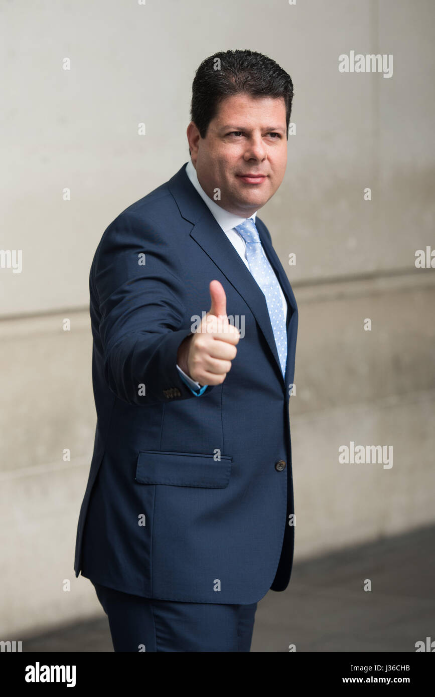 Politiker in der BBC Broadcasting House Central London mit gesichtet: Fabian Picardo QC wo: London, Vereinigtes Königreich bei: Kredit-2. April 2017: Daniel Deme/WENN.com Stockfoto