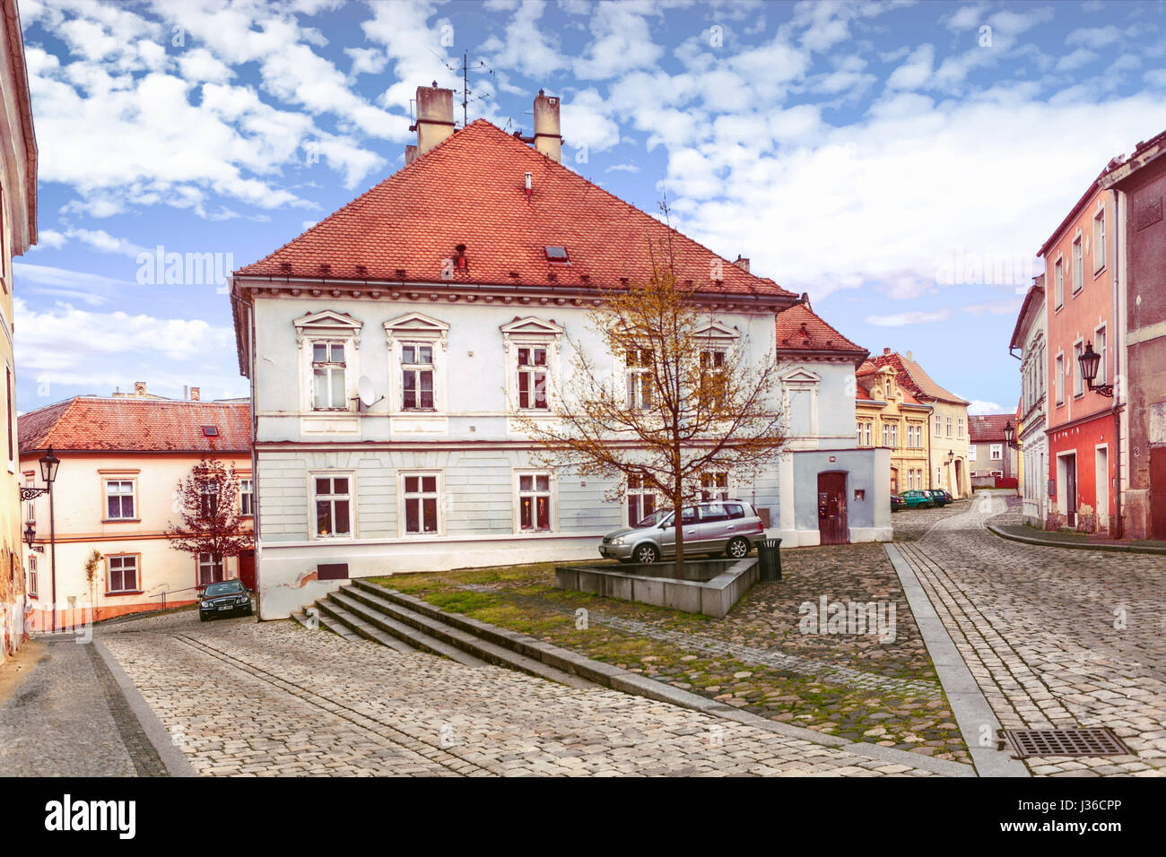Häuser in der Altstadt, Zatec, Nord-Böhmen, Tschechische Republik, Europa Stockfoto