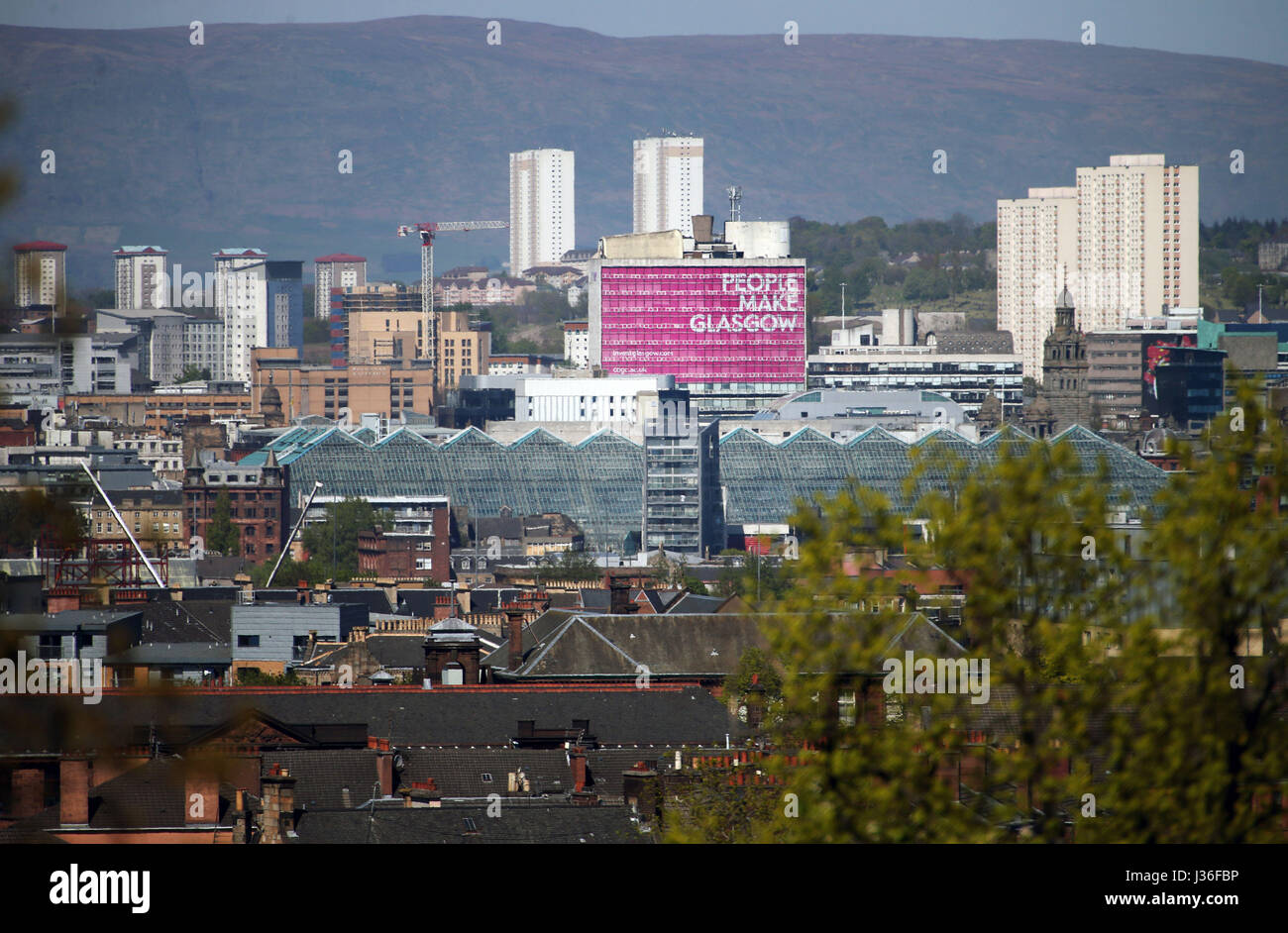 Einen allgemeinen Überblick über Glasgow, Blick nach Norden von der Stadt Queens Park in Glasgow. Stockfoto