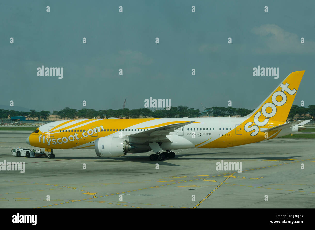 Boeing 787-8 Dreamliner Flugzeuge am Flughafen Changi, Singapur Stockfoto