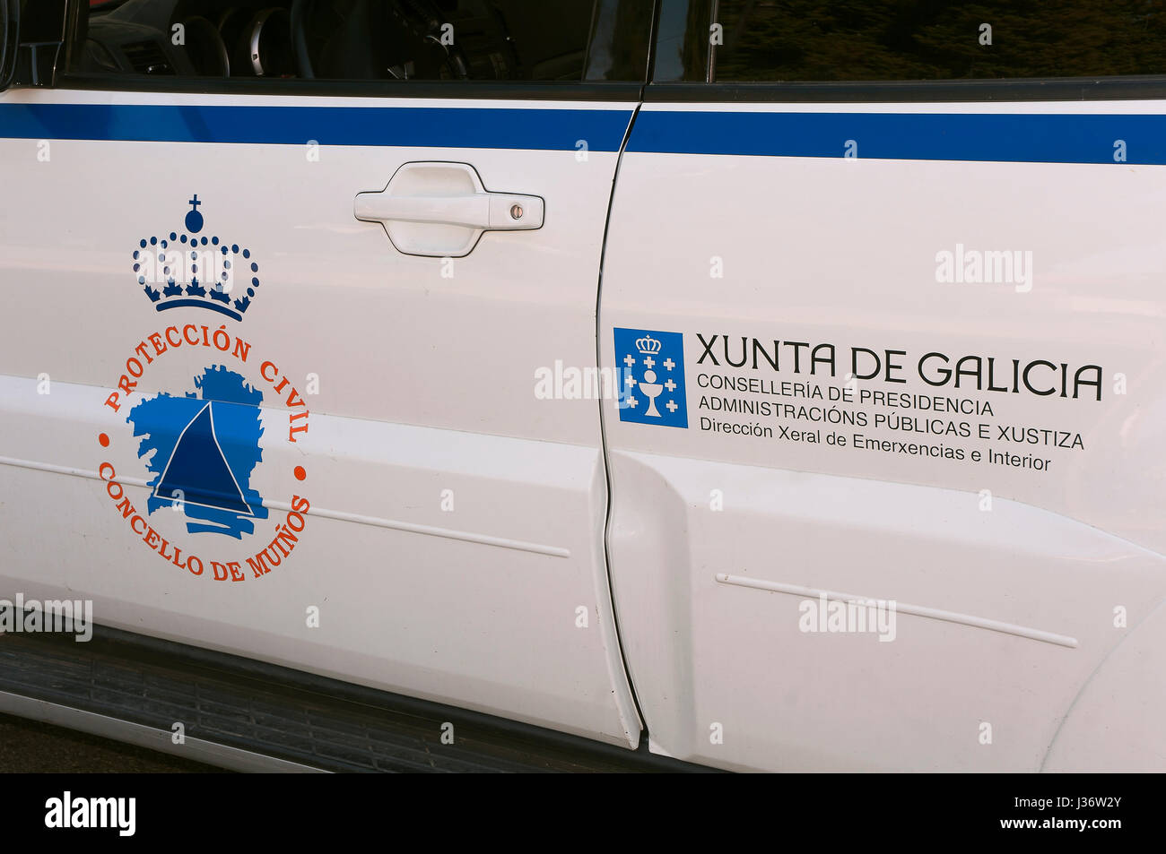 Fahrzeug für den Katastrophenschutz Service, Mugueimes-Muinos, Orense Provinz, Region Galicien, Spanien, Europa Stockfoto