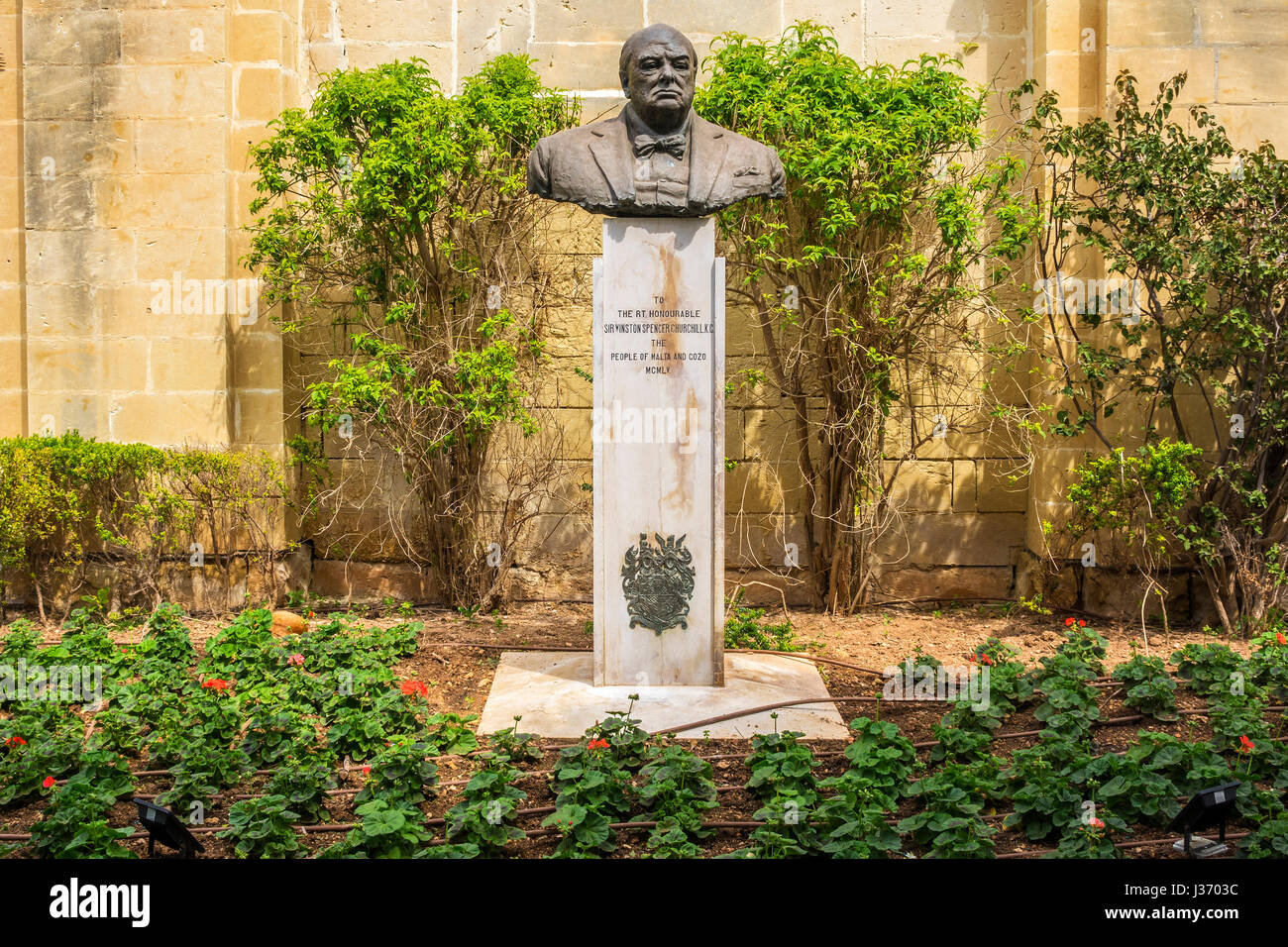 Büste von Churchill, Upper Barrakka Gardens, Valletta, Malta Stockfoto