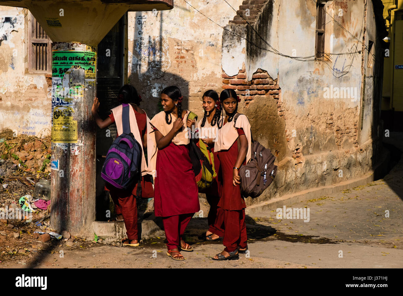 Street Scene aus den Straßen von Periyar Kumily in Kerala, Südindien Stockfoto