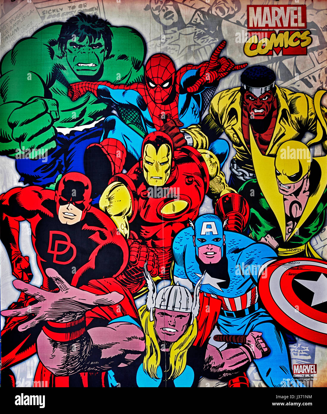 Marvel Comics Poster, Superhelden Stockfoto