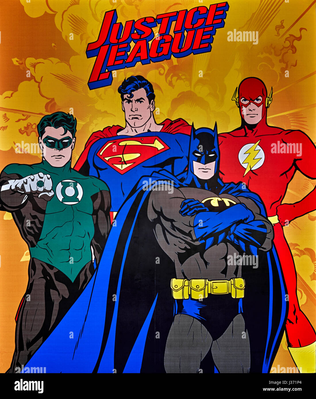 Justice League Poster, Superhelden Stockfoto