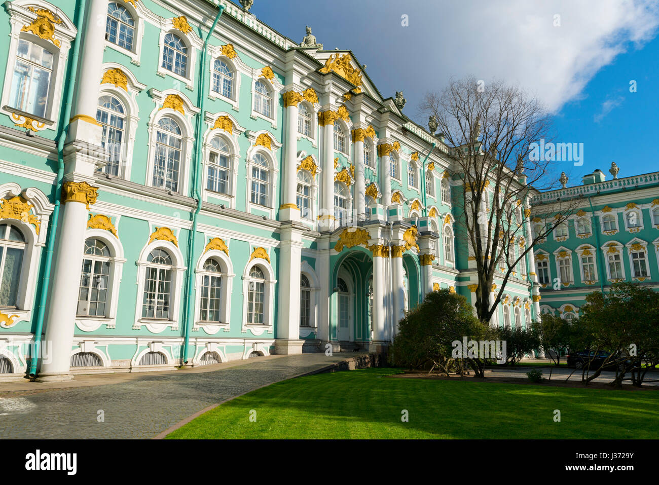 Fassade des Winterpalais, die Eremitage, Sankt Petersburg, Russland Stockfoto