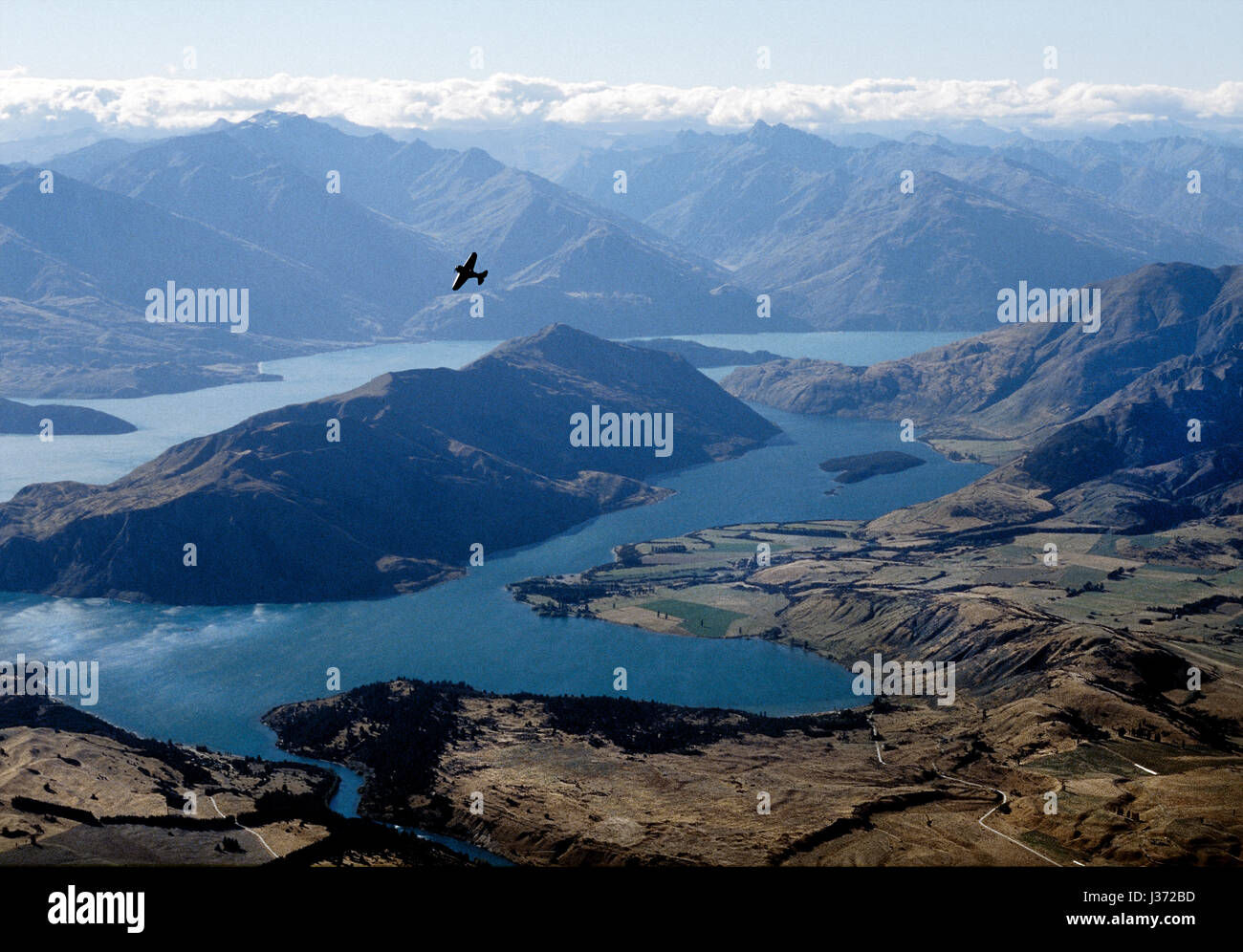 Eine sehr seltene sowjetische Fighterplane von WW II, Polikarpow i-16 Rata, tun Stunts über den südlichen Alpen in Neuseeland Stockfoto