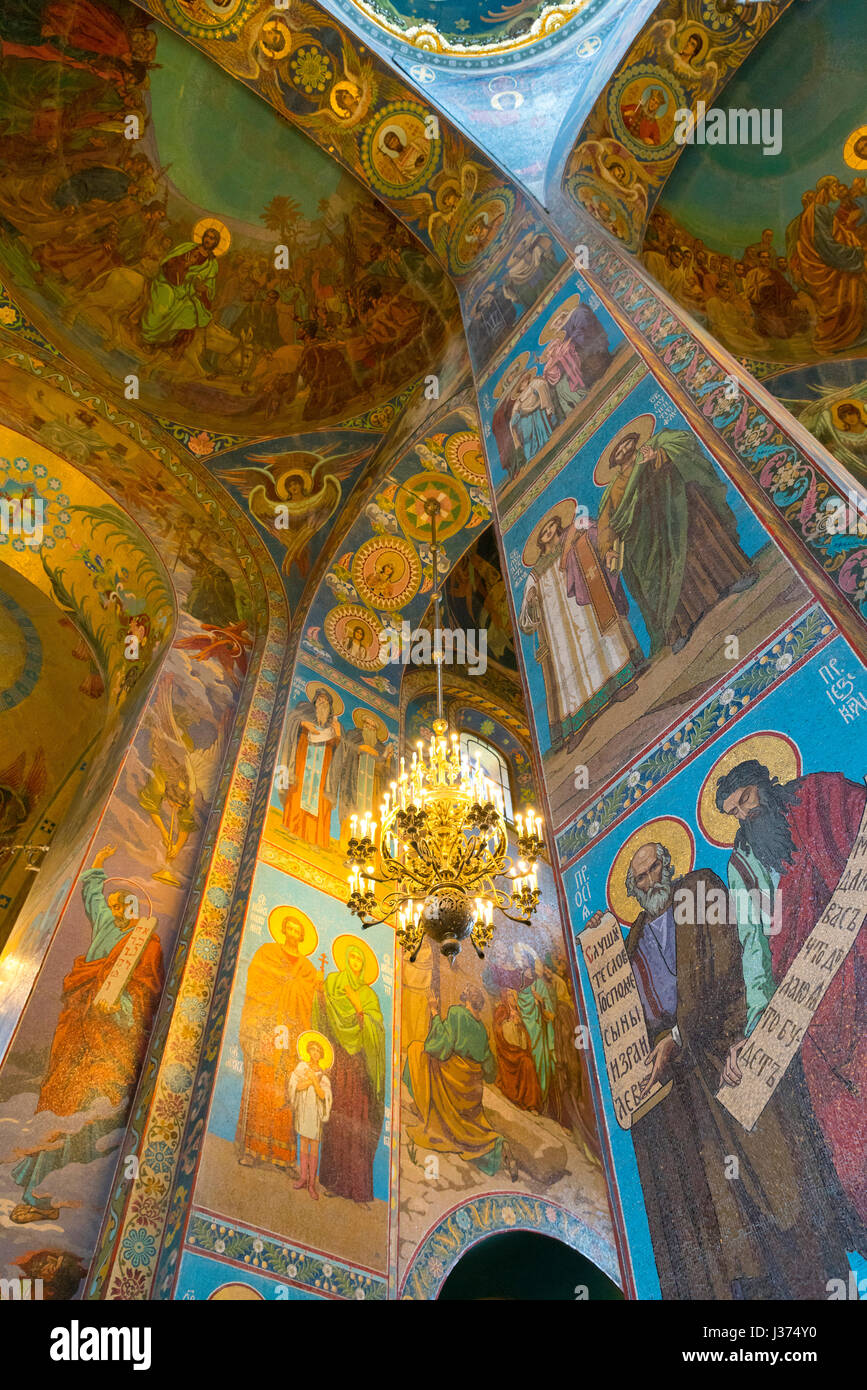 Innenraum der Kirche auf das vergossene Blut, Sankt Petersburg, Russland Stockfoto