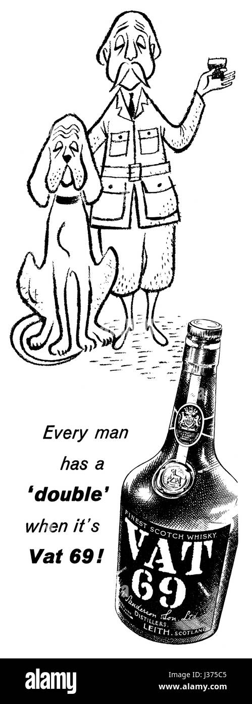 1958 britische Werbung für Vat 69 Scotch Whisky. Stockfoto