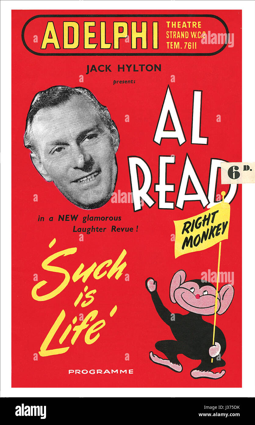 1955-Adelphi Theatre-Programm für die Revue Such Is Life, starring Al Read, Jack Tripp und Shirley Bassey. Stockfoto