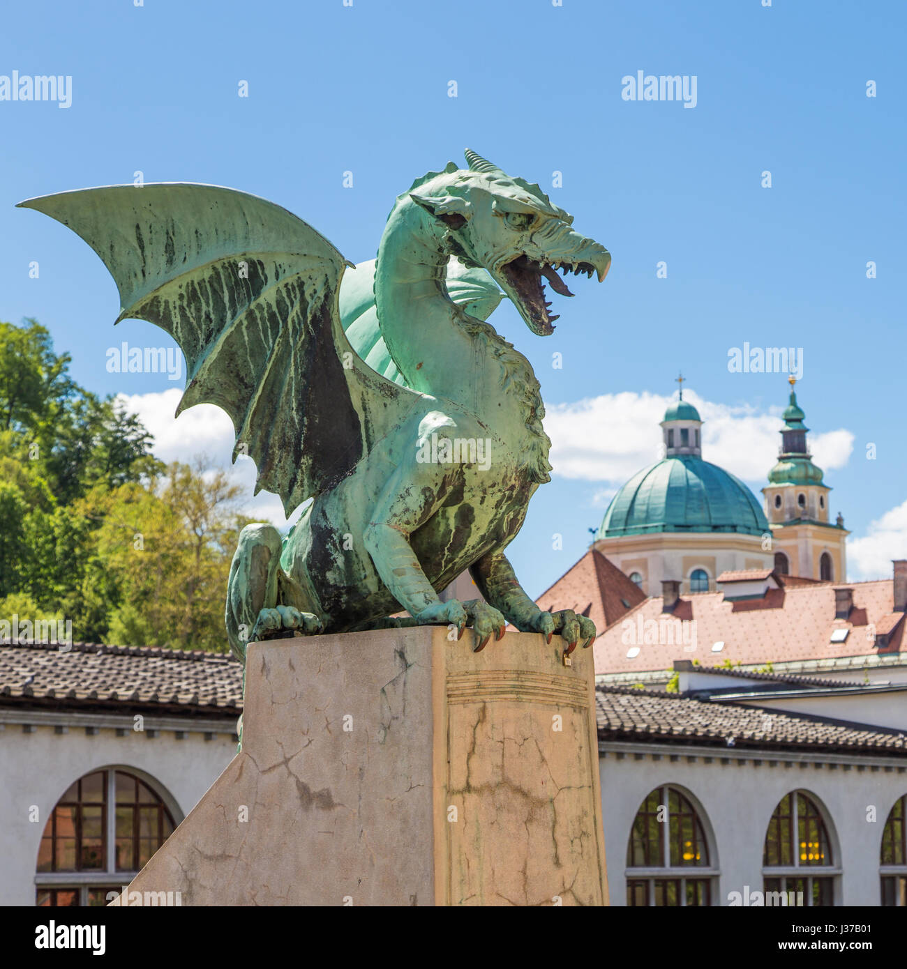 Dragon Bridge, Ljubljana, Slowenien, Europa. Stockfoto