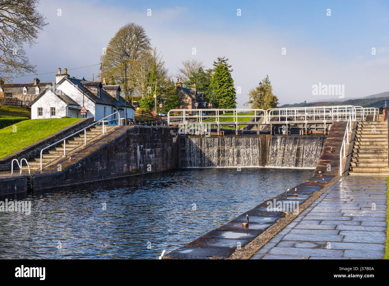 Caledonian Canal Locks in Fort Augustus, Highlands, Schottland, UK. Stockfoto