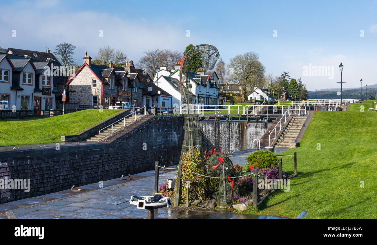 Nessie in Fort Augustus Schlösser, Caledonian Canal, Highlands, Schottland, UK. Stockfoto