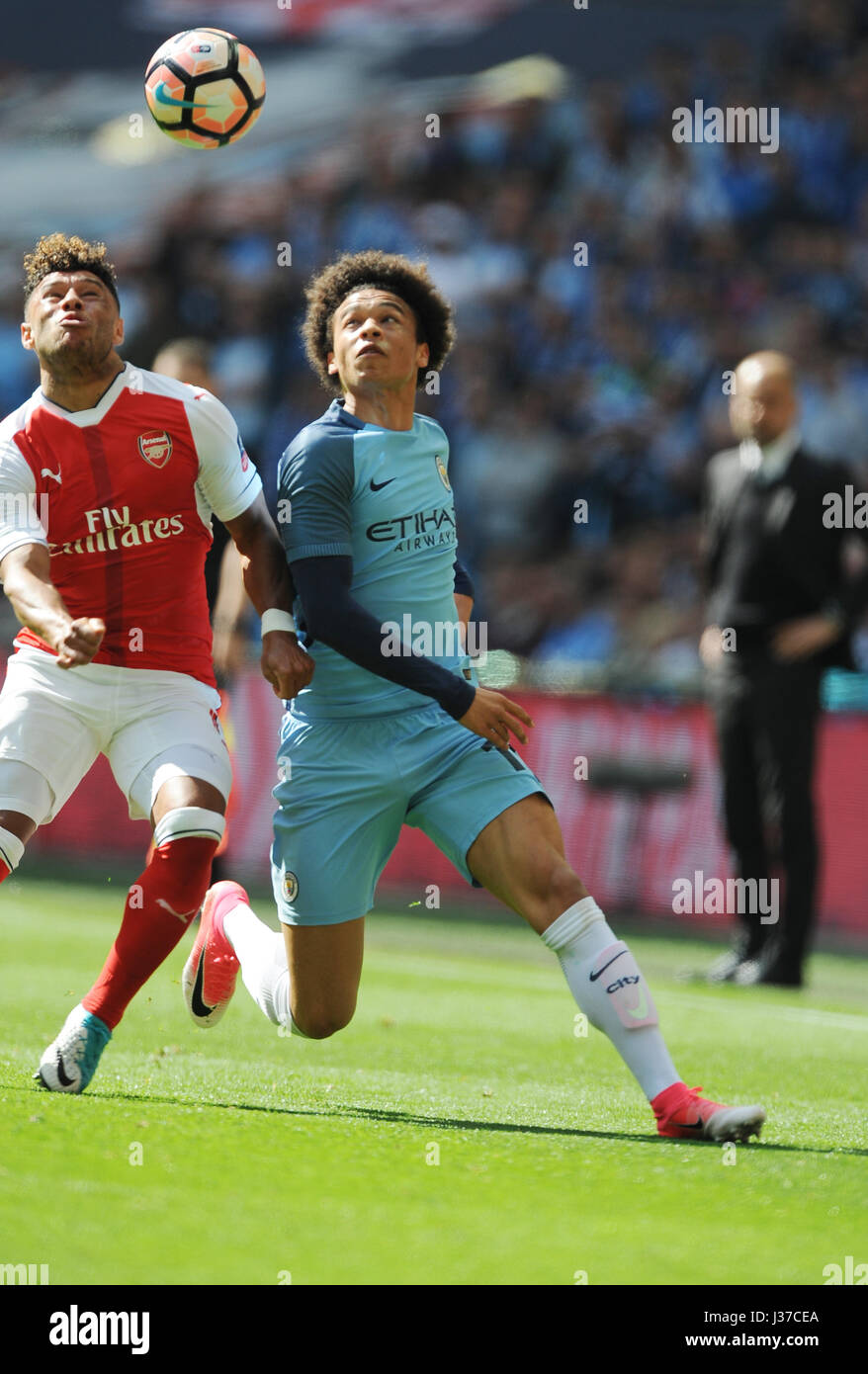 LEROY SANE von MANCHESTER CITY FC ARSENAL V MANCHESTER CITY FC WEMBLEY Stadion LONDON ENGLAND 23. April 2017 Stockfoto