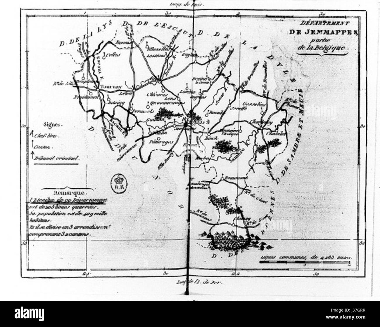 Die Schlacht von Jemappes war ein wichtiger Konflikt während der Französischen Unabhängigkeitskriege 1792, in dem französische Truppen österreichische Truppen besiegten und zur Expansion der Französischen Republik beitrugen. Stockfoto