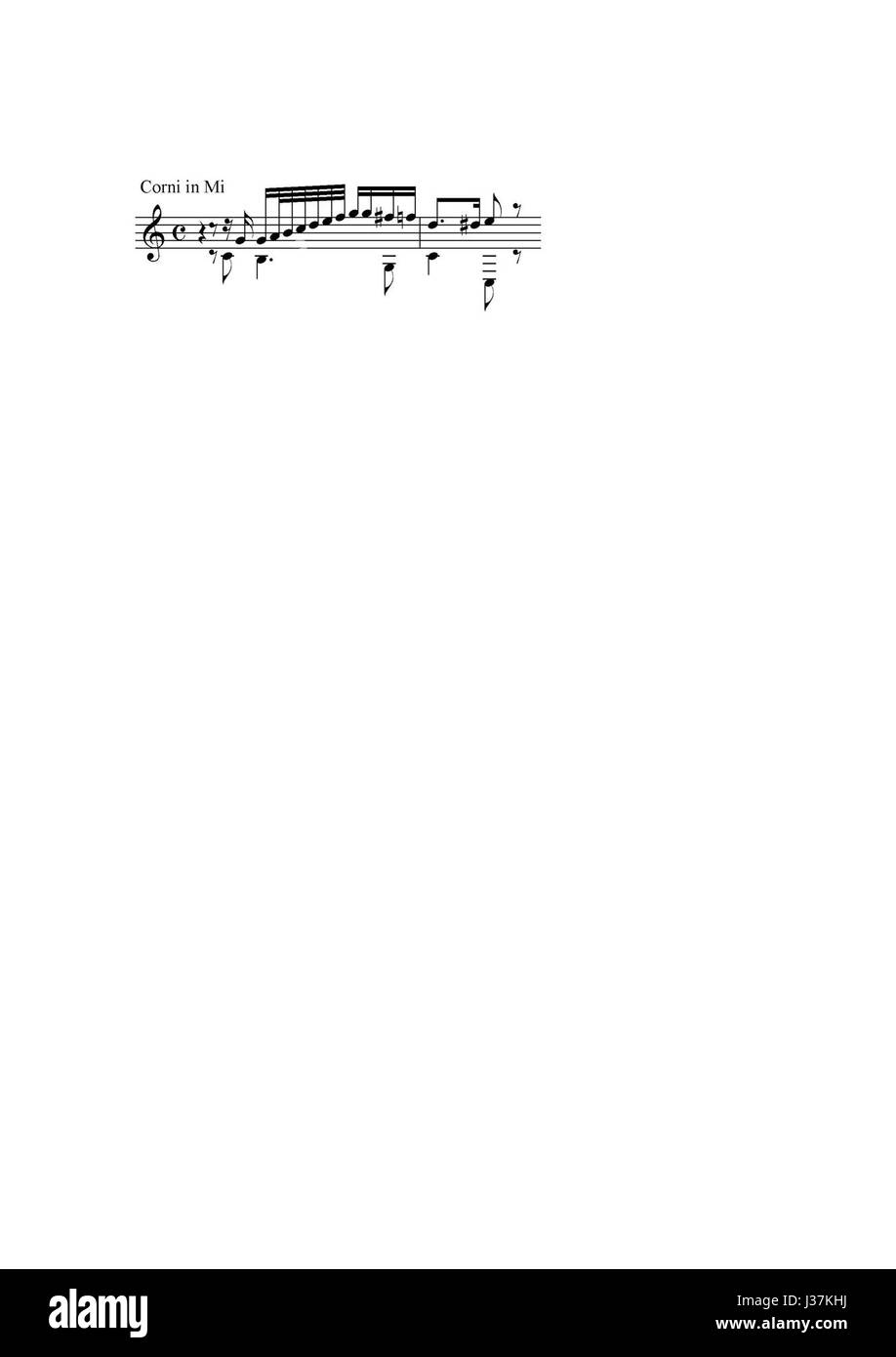 *Cosi Fan tutte* ist eine Oper von Wolfgang Amadeus Mozart. Dieses Stück, *Solo corno n25*, bezieht sich auf einen Teil der Oper, in dem ein Hornsolo zu sehen ist. Die Oper ist bekannt für ihre Themen Liebe und Treue, mit einem unbeschwerten und komödiantischen Ansatz für ernsthafte Beziehungen. Stockfoto