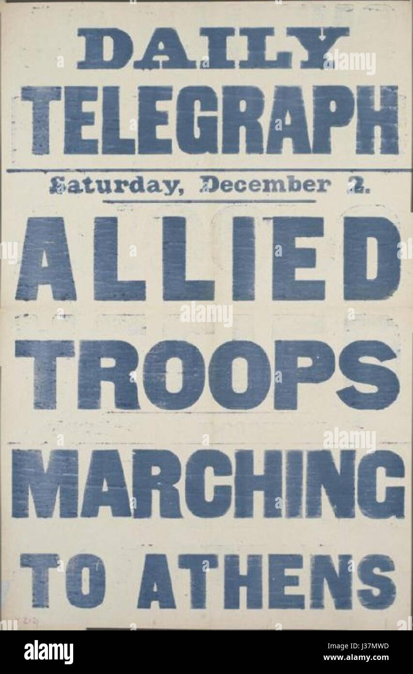 Täglicher Fernschreiber alliierte Truppen marschieren in Athen 2. Dezember 1916 Stockfoto