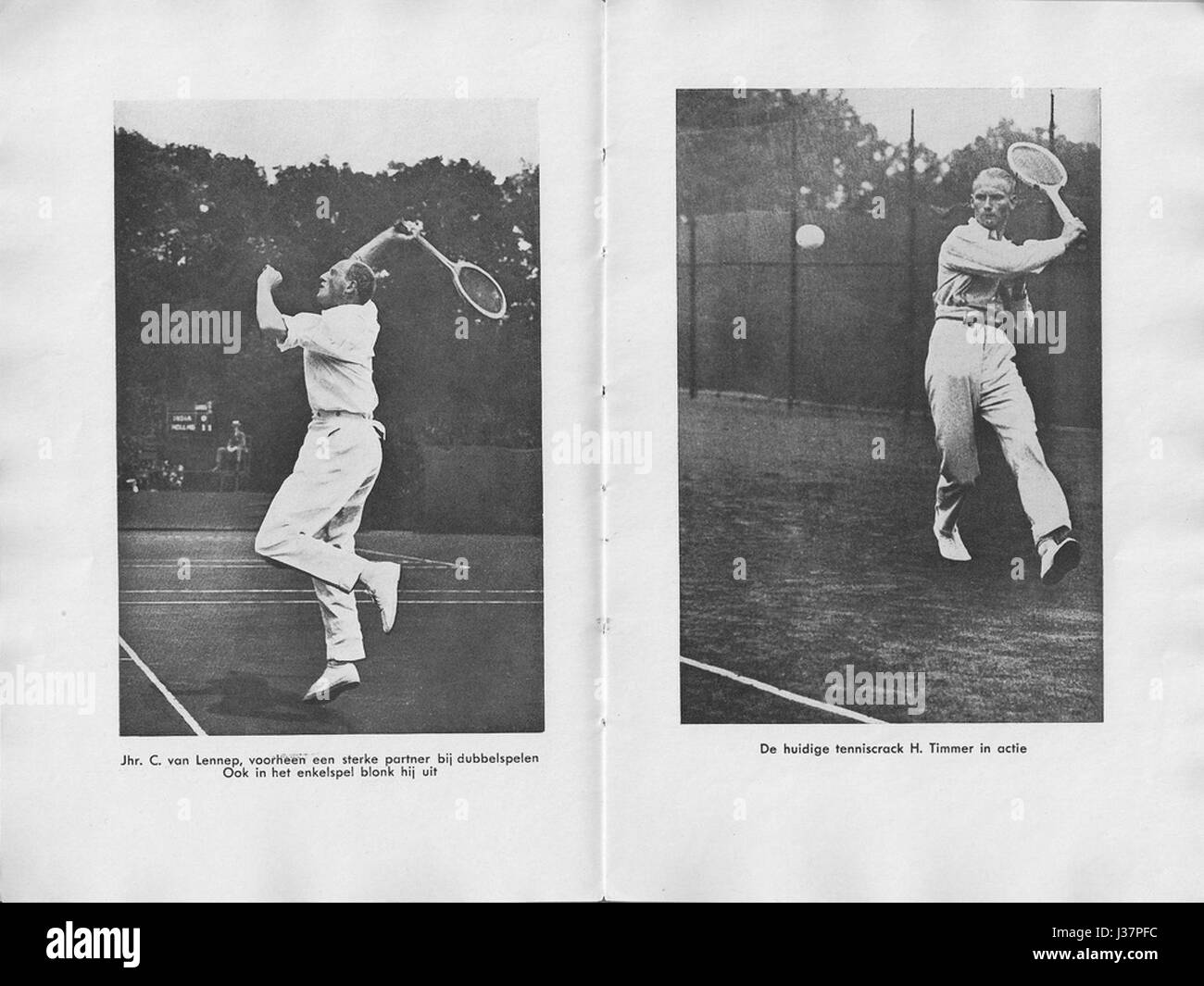 Christiaan van Lennep und Hendrik Timmer waren in den 1920er und 1930er Jahren bemerkenswerte niederländische Tennisspieler Ihre Karriere wird in der niederländischen Sportgeschichte für ihre Leistungen im Sport während des frühen 20. Jahrhunderts gefeiert. Stockfoto