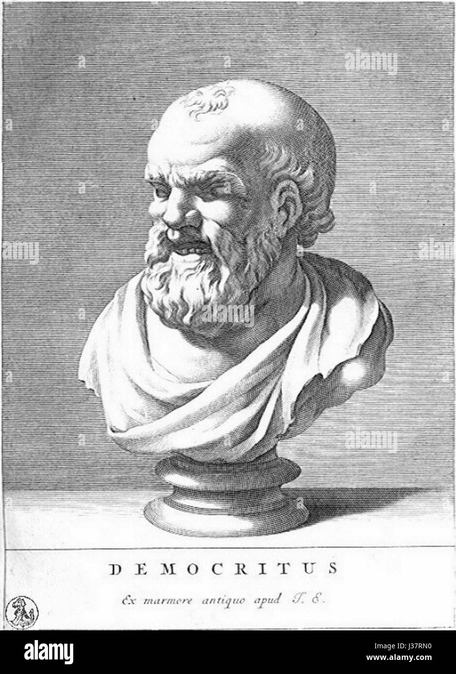 Democritus war ein altgriechischer Philosoph, der vor allem für seine Formulierung der Atomtheorie des Universums bekannt war. Seine Ideen waren die Grundlage für die Entwicklung der modernen Wissenschaft und beeinflussten Bereiche wie Physik und Chemie. Stockfoto