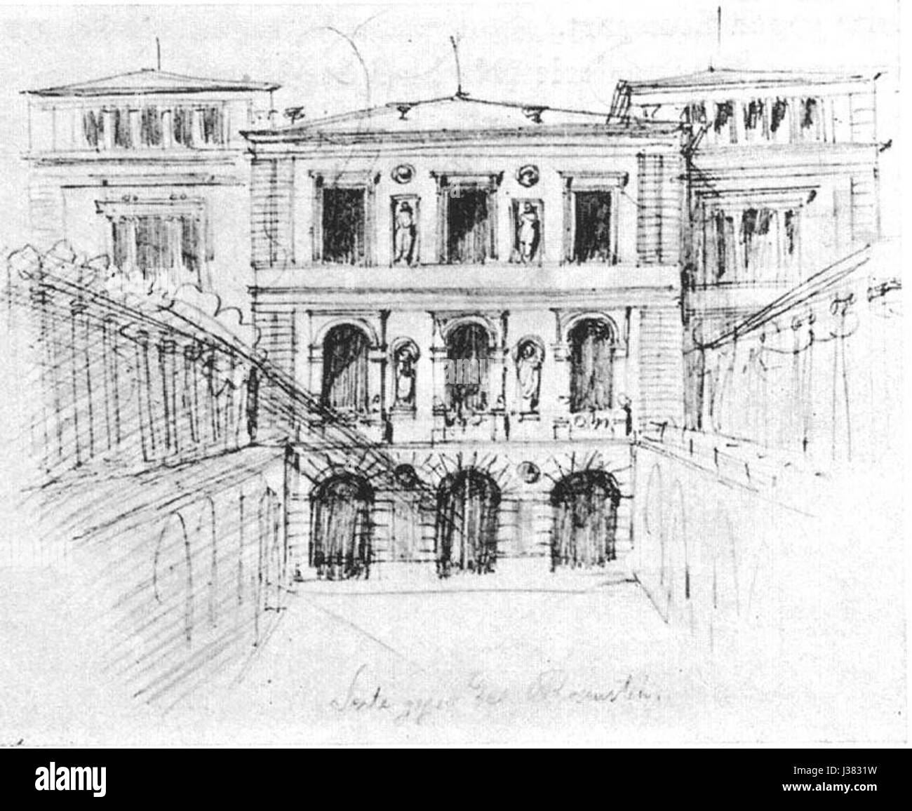 Christian Friedrich von Leins, Villa Berg, Ansicht von Norden 1, um