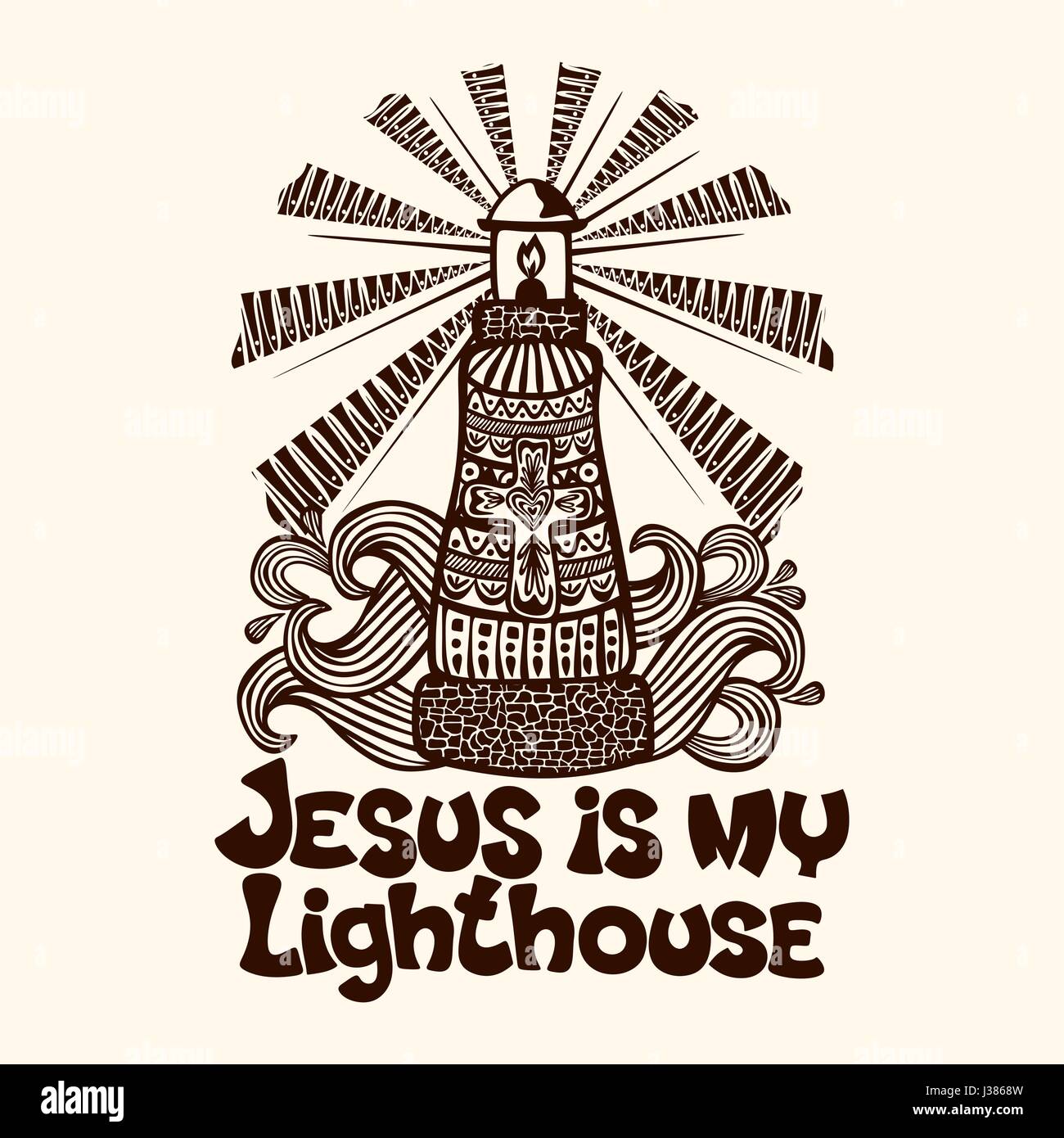 Christian Schriftzuge Doodle Kunst Typografie Jesus Ist Mein Leuchtturm Stock Vektorgrafik Alamy