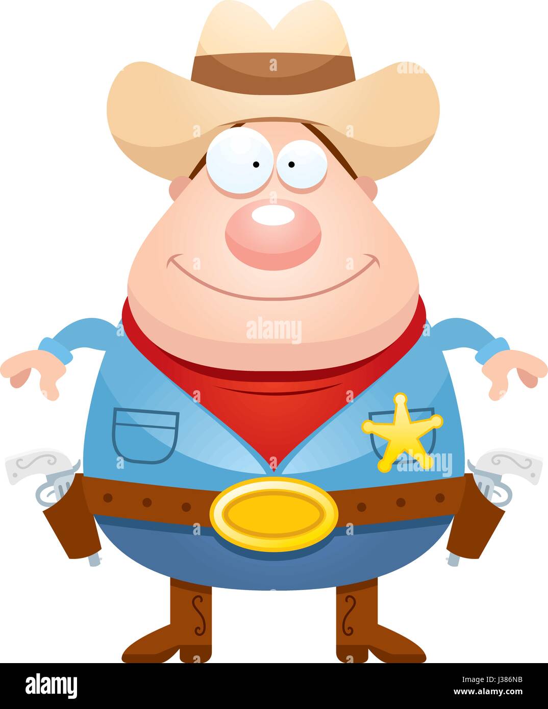 Ein Cartoon Illustration eines Sheriffs suchen glücklich. Stock Vektor