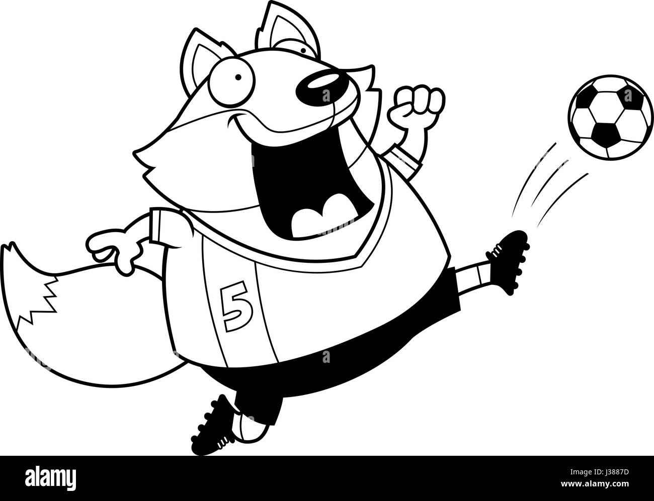 Eine Karikatur Illustration eines Fuchses treten einen Fußball. Stock Vektor