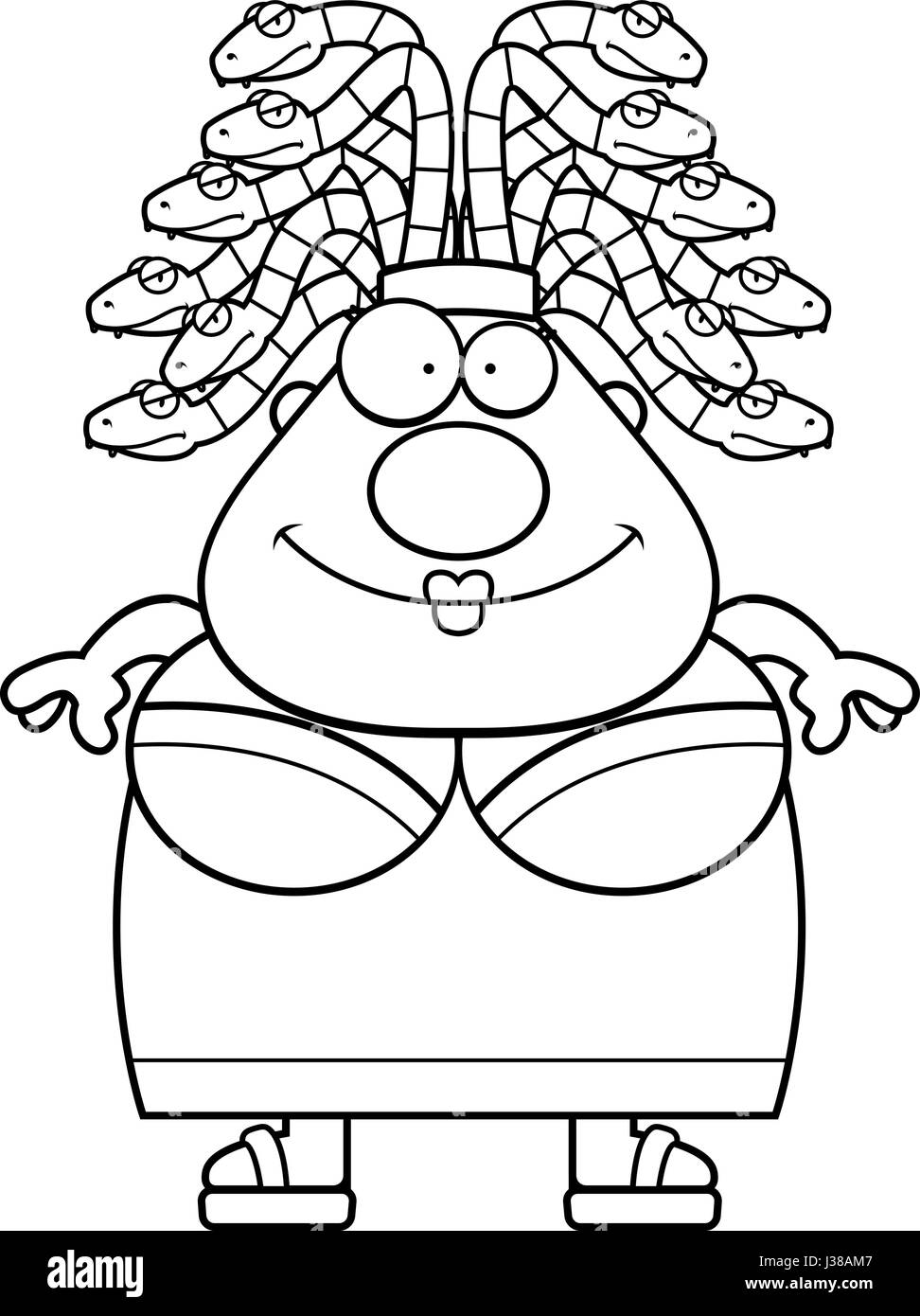 Eine Cartoon-Illustration von Medusa suchen glücklich. Stock Vektor