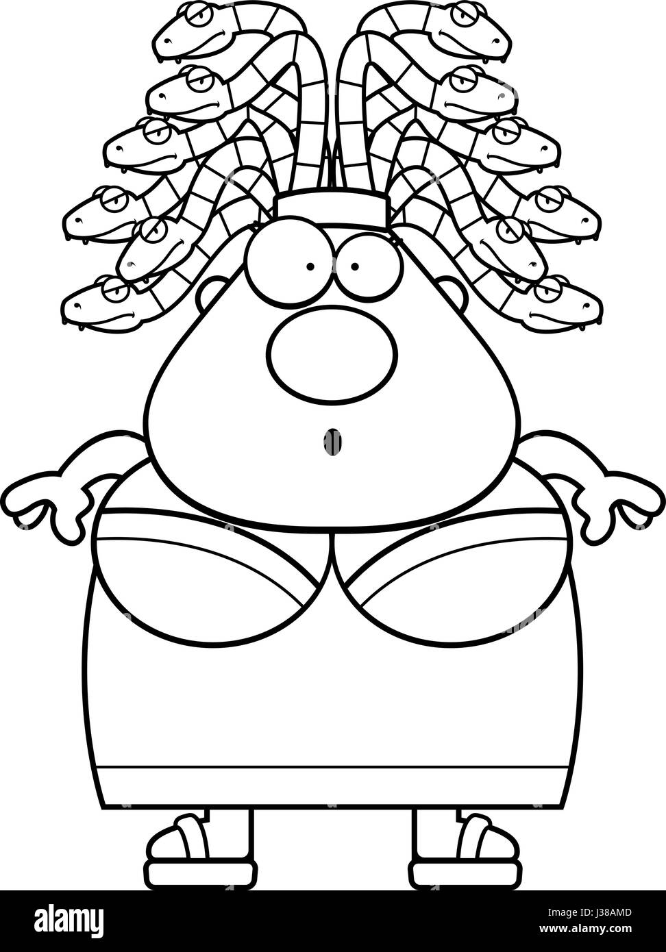 Ein Cartoon-Illustration von Medusa Blick überrascht. Stock Vektor