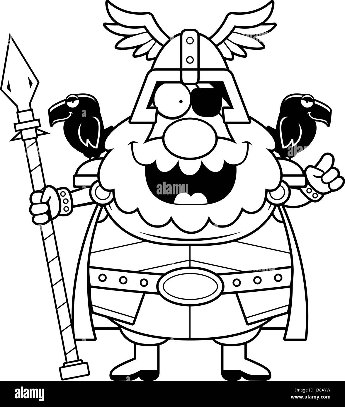 Eine Karikatur Illustration von Odin mit einer Idee. Stock Vektor