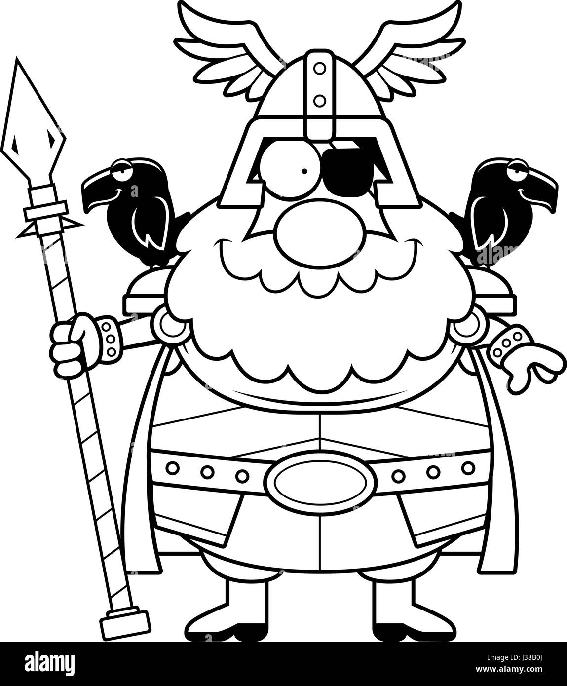 Eine Cartoon-Illustration von Odin suchen glücklich. Stock Vektor