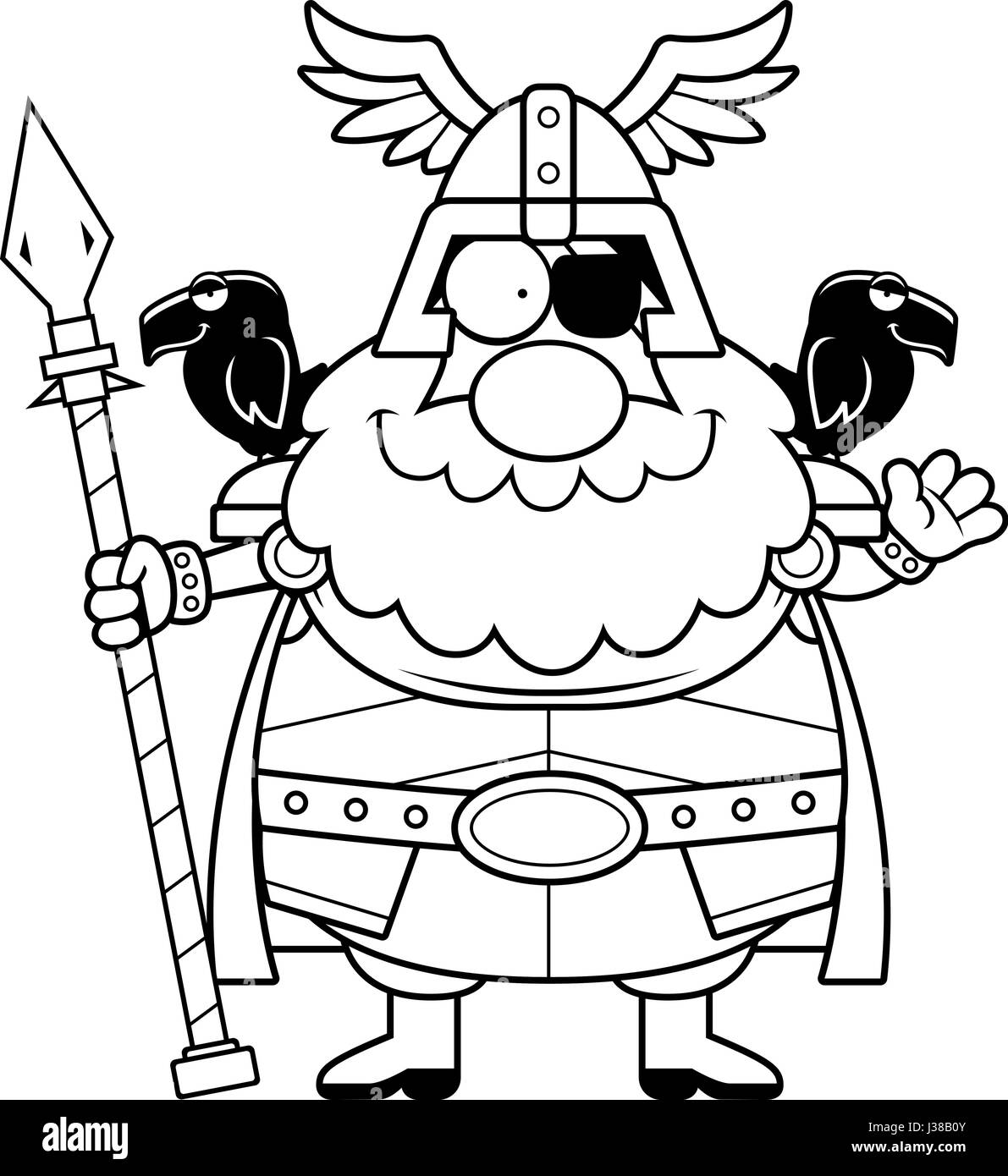 Eine Cartoon-Illustration von Odin winken. Stock Vektor