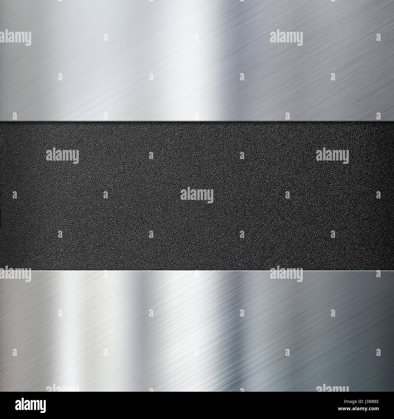 Metallplatten über schwarze Kunststoff-Hintergrund 3d illustration Stockfoto