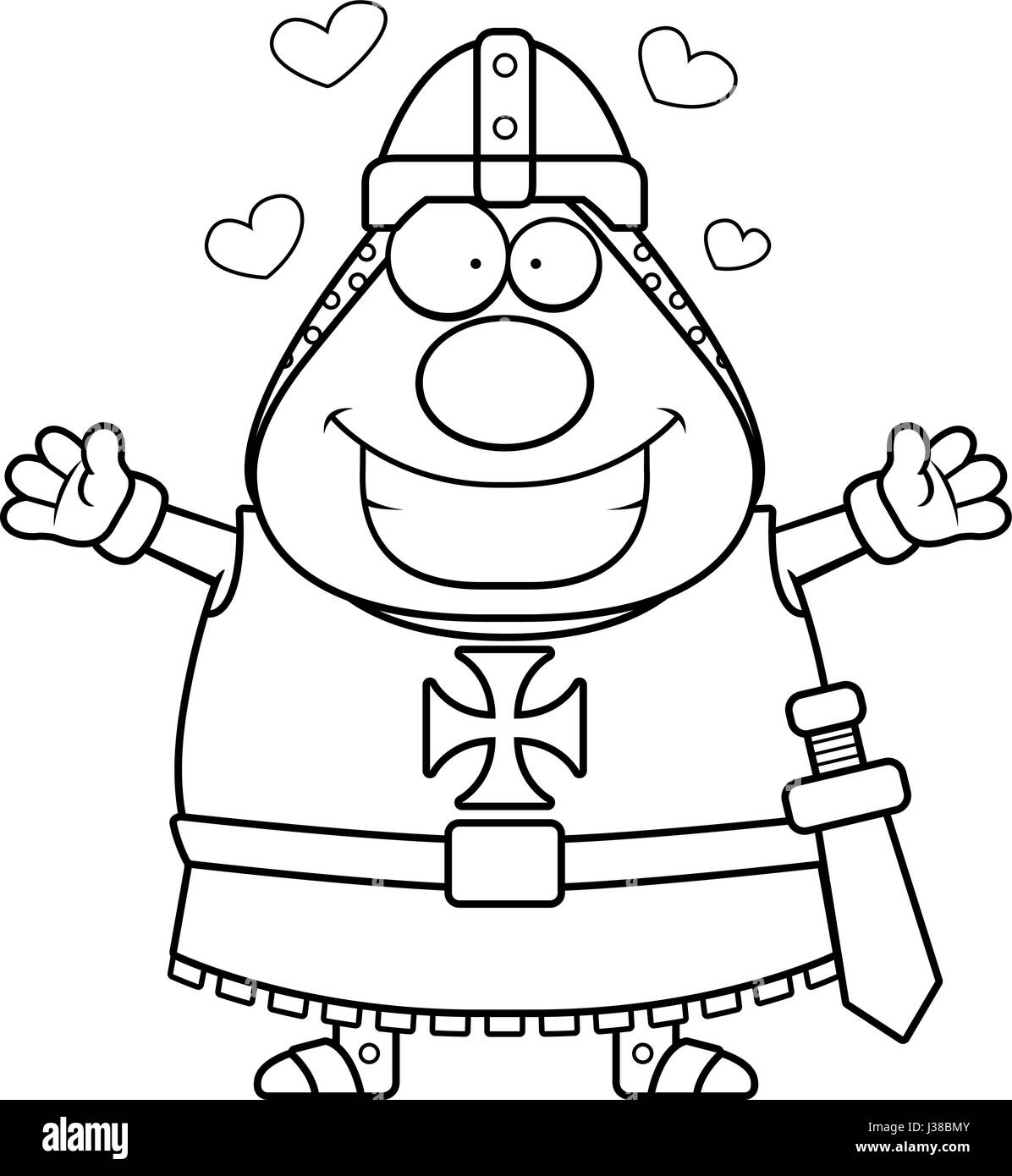 Ein Cartoon Illustration ein Tempelritter bereit, eine Umarmung zu geben. Stock Vektor