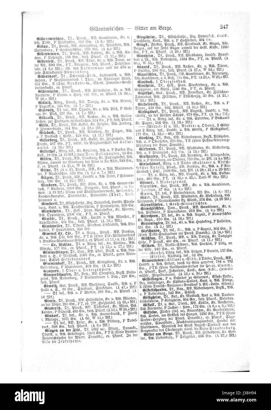 „De Ortslexikon“ von Neumann, Eintrag 0339, ist eine weitere Standortreferenz im geografischen Lexikon, die wichtige Details und den Kontext über ein bestimmtes geografisches Gebiet oder eine bestimmte Siedlung enthält. Stockfoto